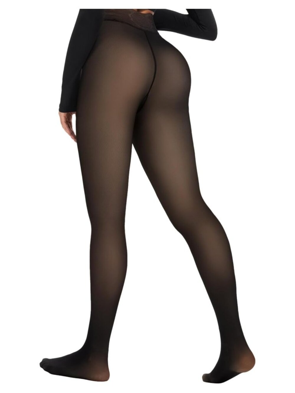 Fleece Lined Tights Leggings One Seam Design Thermal Winter Warm